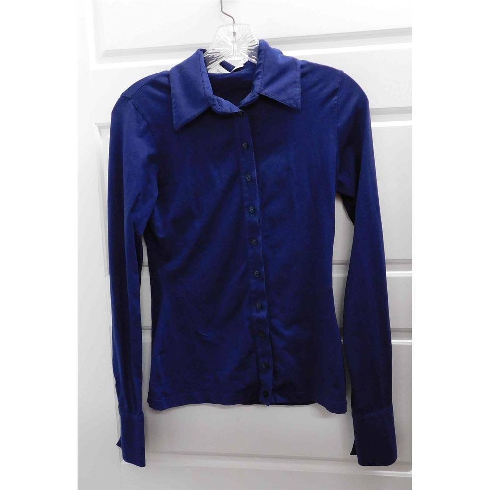 Anne Fontaine $295rt Nuage Blue Stretch Cotton Blend Button Down Blouse sz 38